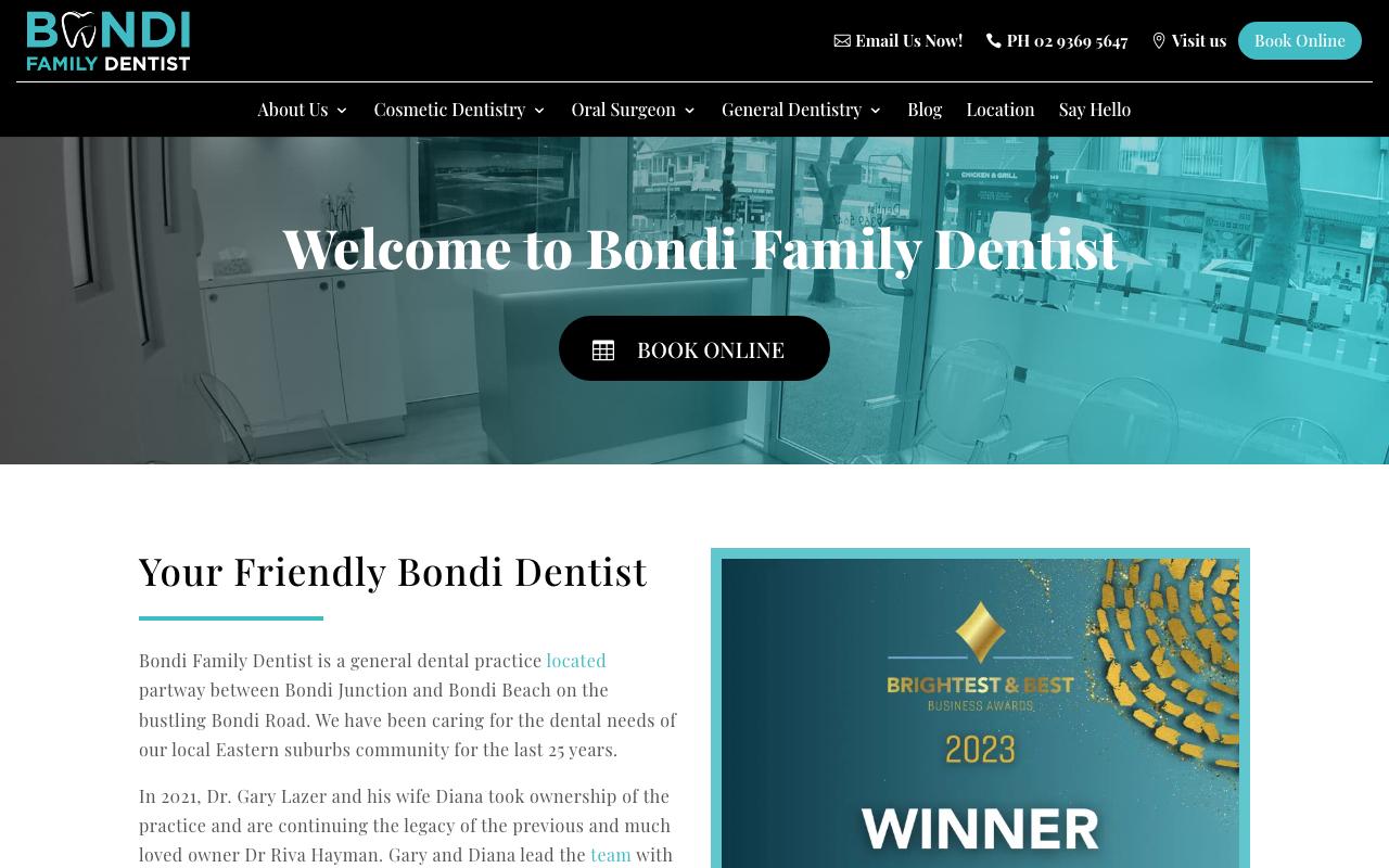 Bondi Family Dentist website