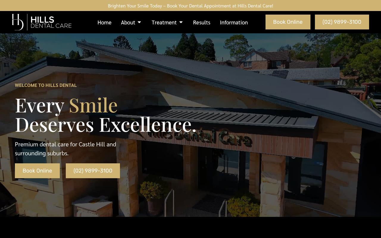 Hills Dental Care website