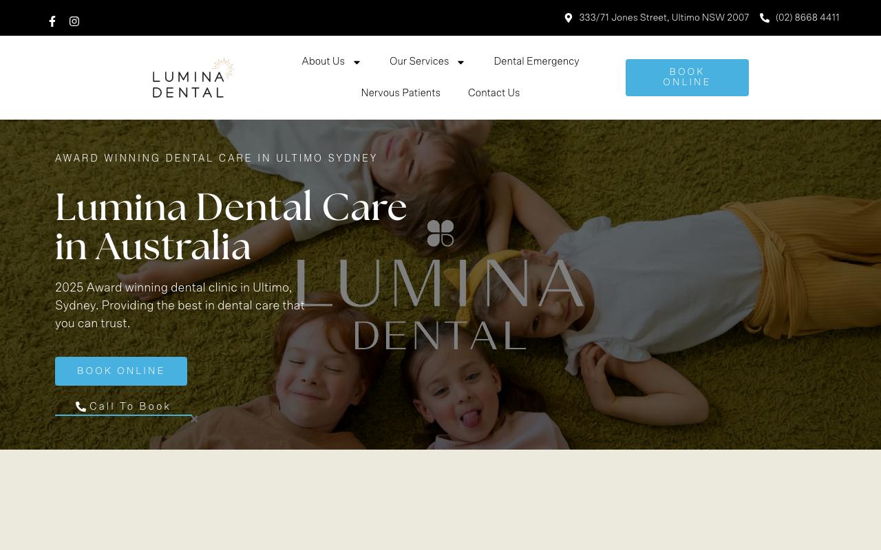 Lumina Dental Newtown website