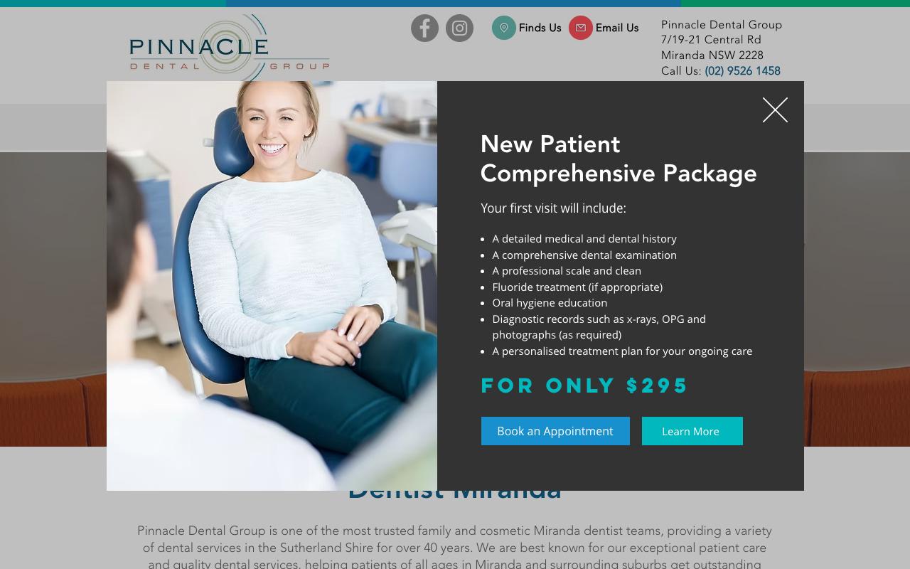 Pinnacle Dental Miranda website