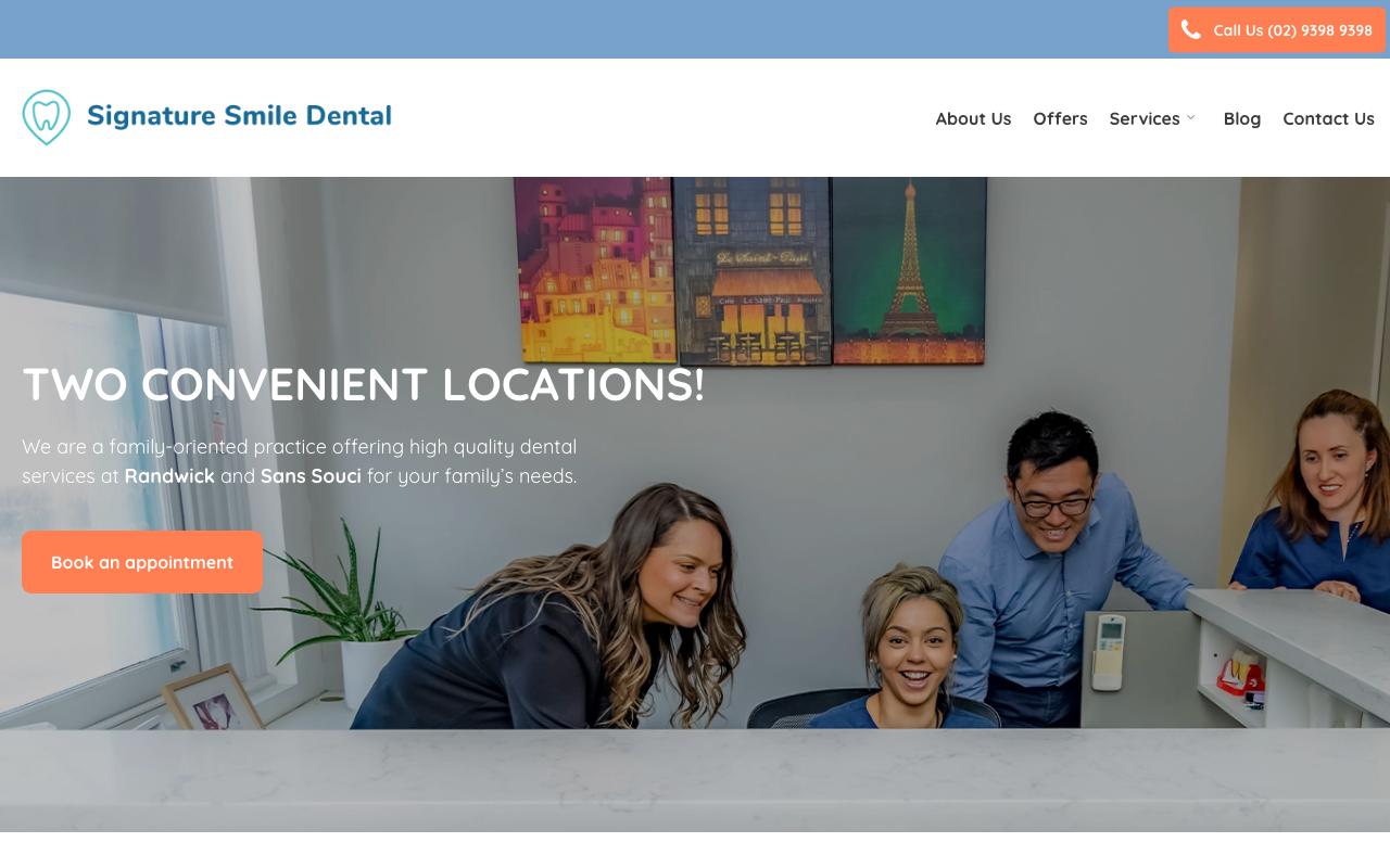 Signature Smile Dental Randwick website