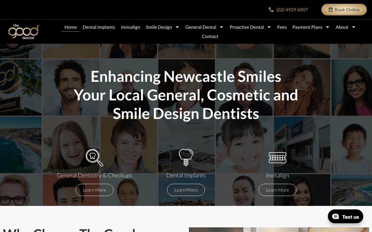 The Good Dentist Newcastle website