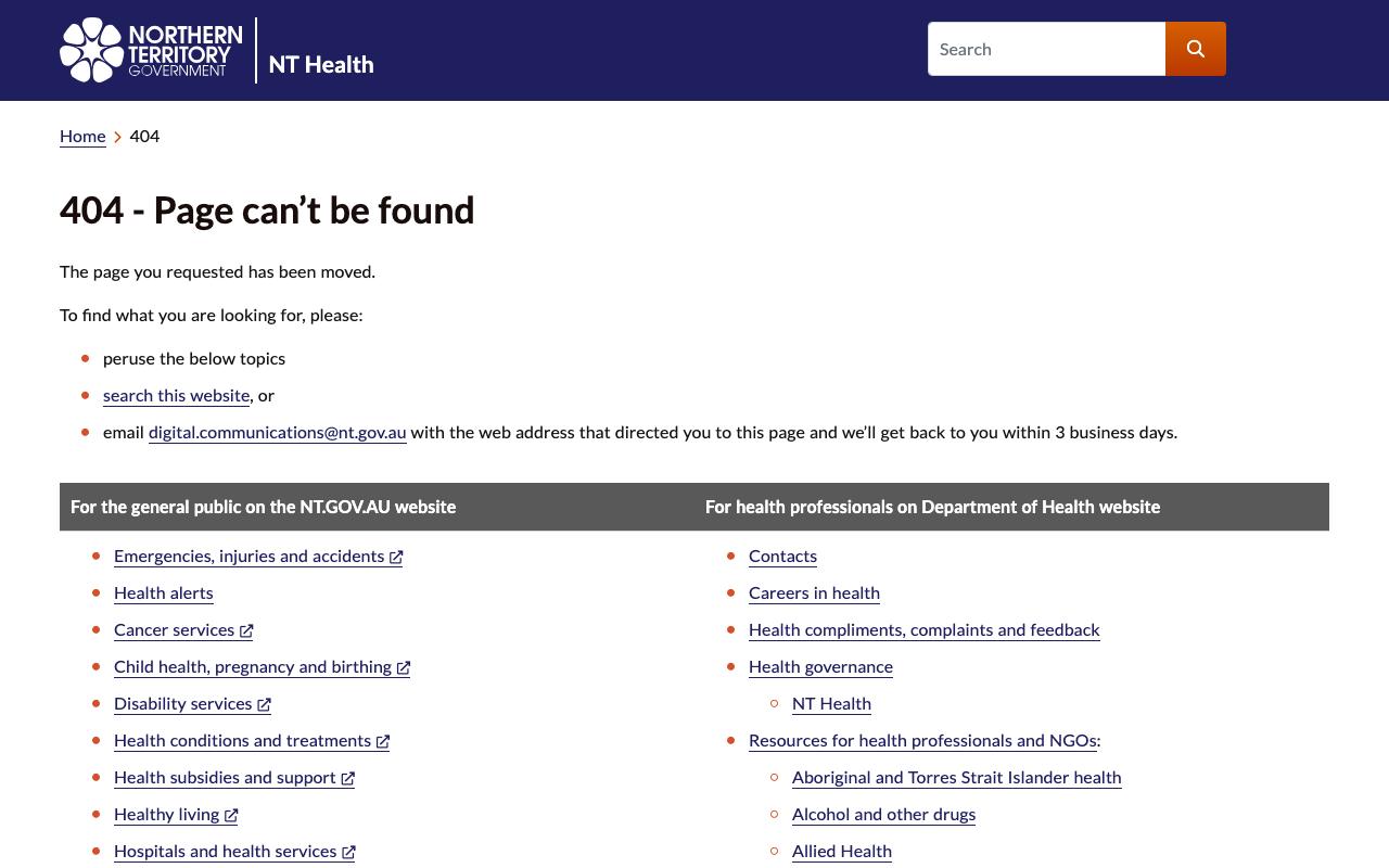 NT Oral Health Services Darwin website