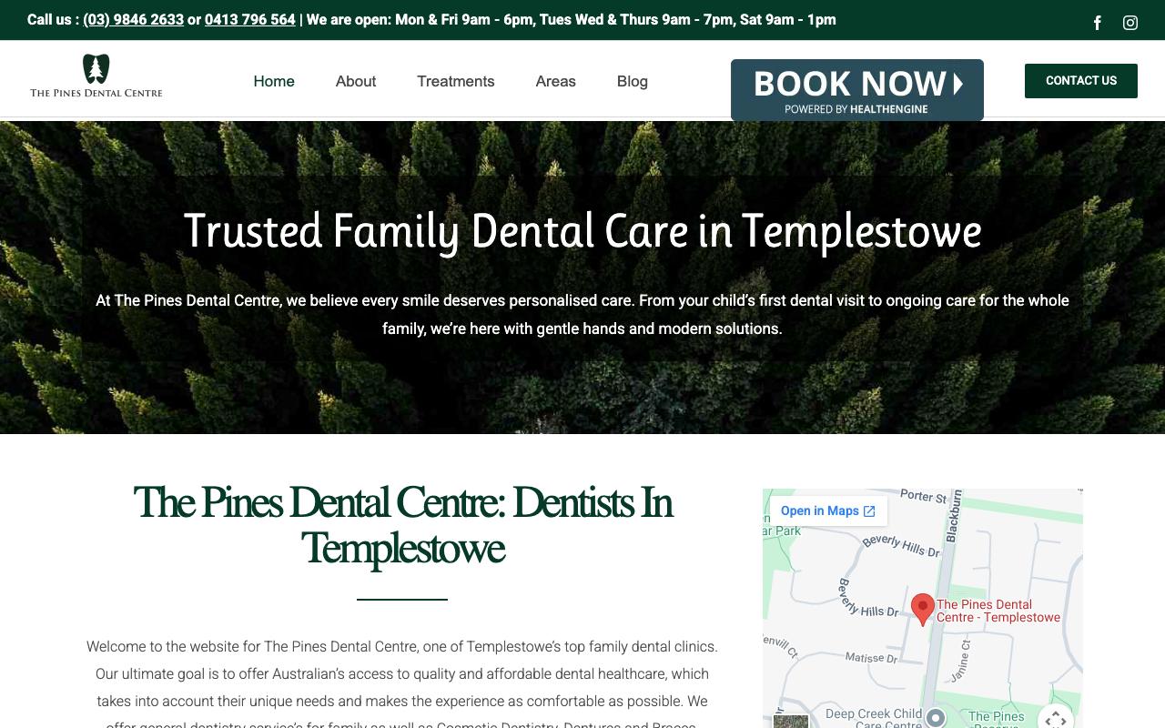 The Pines Dental Centre website
