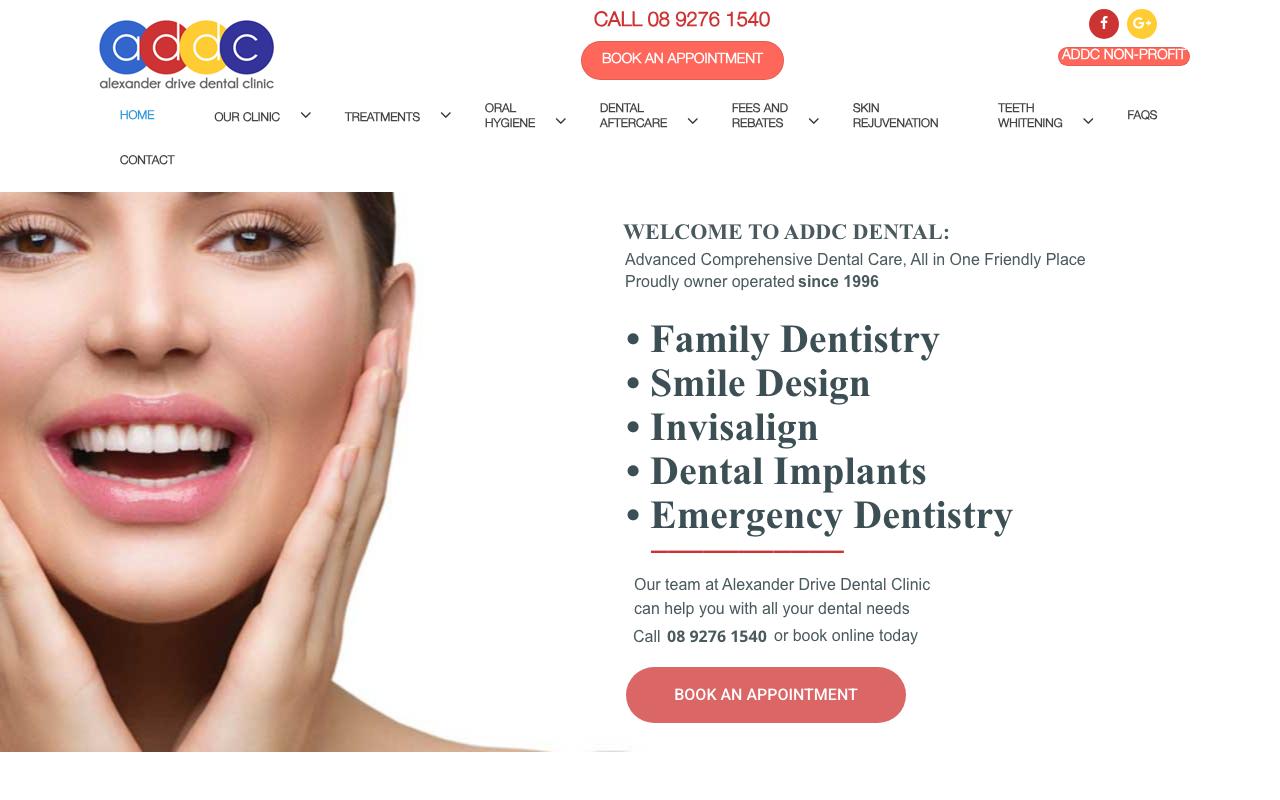 ADDC Dental website